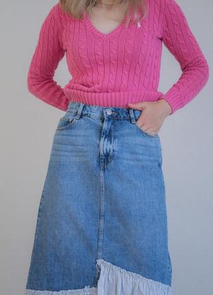 Длинная трендовая джинсовая юбка5 фото