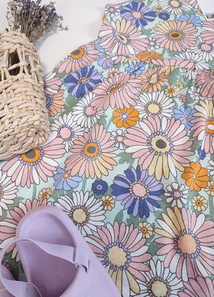 Сарафан сукня hm 92,98,104,110,116,122,128 см плаття бавовняне літнє квітковий принт єдинороги2 фото