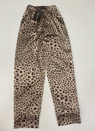 Сатинові брюки спальні піжамі штани в леопардовий принт plt3 фото