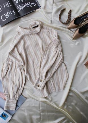 Трендовая блуза оверсайз в полоску объемные рукава фонарики2 фото
