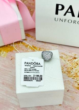 Серебряный шарм сердце паве пандора pandora