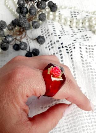 Винтаж!🌹перстень ссср оргстекло ручная работа плексигласс советский кольцо колечко...