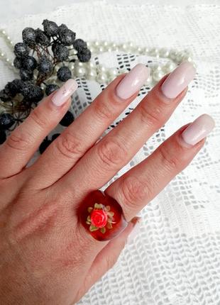 Винтаж!🌹перстень ссср оргстекло ручная работа плексигласс советский кольцо колечко...