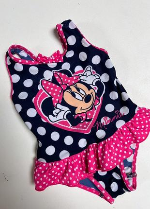 Слитный купальник с minnie mouse 9-12м купальник для девочки disney в горох