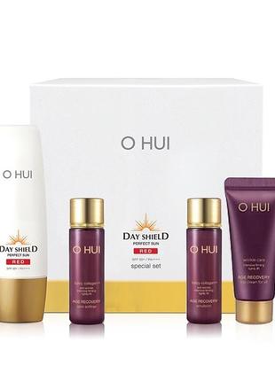 Люксовий набір з санскріном ohui day shield perfect sun red spf 50+/pa++++, 50 мл