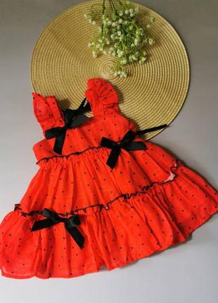 Изысканное платье для девочки красное2 фото
