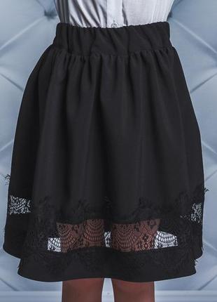 Стильна юбка для девочки чорна 140.146.152зріст