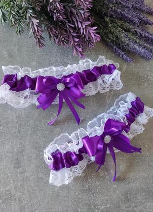 Подвязка невесты в фиолетовом цвете2 фото