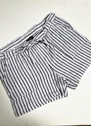 Льняные шорты в полоску льняные короткие шорты h&m стили легкие натуральные шорты l шорты белые в черную полоску