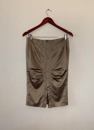Восхитительная юбка, миди, карандаш, bessini, шёлковая, с разрезом, прямая, узкая3 фото