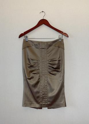 Восхитительная юбка, миди, карандаш, bessini, шёлковая, с разрезом, прямая, узкая