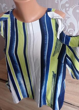 Блуза в полоску оголені плечі відкриті