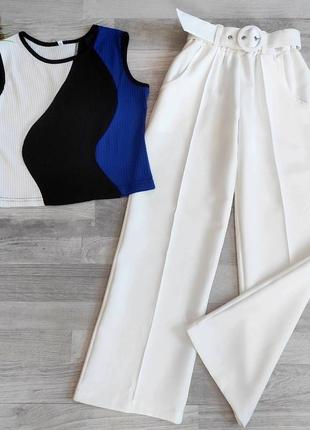 Хит лета 2023 брюки палаццо топ рубчик комтюм #745