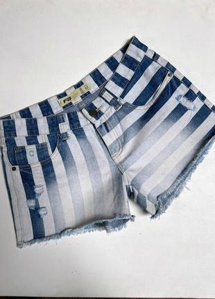 Джинсовые шорты в полоску стильные короткие шорты denim в полоску шорты