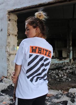 Белая футболка унисекс - off white 100% хлопок