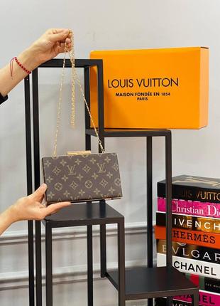 Клатч коричневый на цепочке женский стиле  louis vuitton сумочка маленькая луи витон