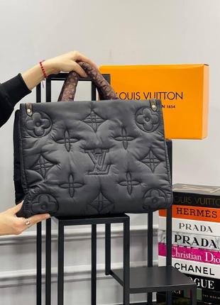 Сумка дутая черная стеганая женская в стиле louis vuitton сумочка большая зимняя луи витон1 фото