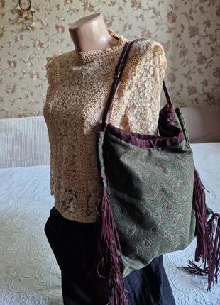 Жіноча текстильна сумка-шоппер zara з бахромою2 фото