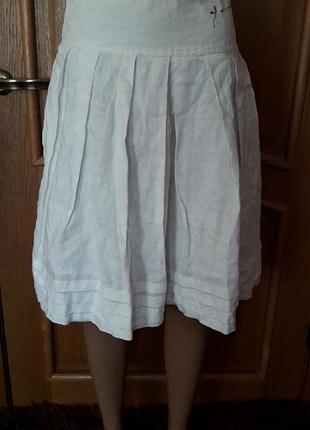 Білосніжна спідниця-міді ( льон) р-р s