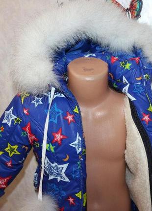 Зимний комбинезон +куртка на девочку 2-3,3-4, лет натуральная опушка (писец-белый альбинос) сверху : во2 фото