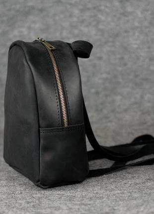 Кожа. ручная работа. кожаный черный рюкзачок, рюкзак5 фото