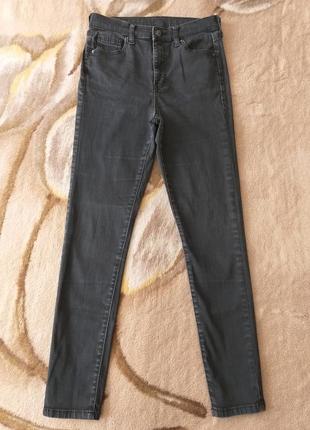 Темно-серые джинсы высокая посадка. скинни. стрейчевые, в обтяжку. мокрый асфальт.6 фото