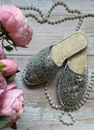 Круті мюлі, сріблясті, нові стильні лофери, шльопанці стиль zara