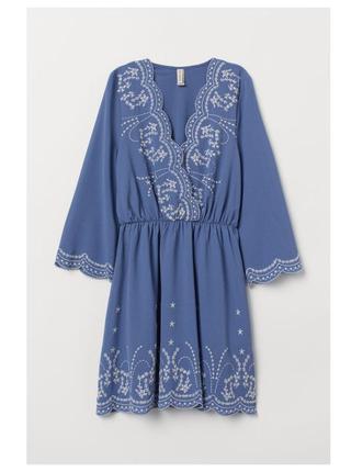 Синее платье с вышивкой sale2 фото