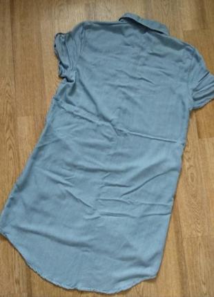 Платье рубашка с удлиненной спинкой и короткими рукавами туника из вискозы5 фото