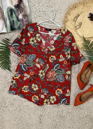 Яскрава натуральна блуза сорочка у квітковий принт №225/52