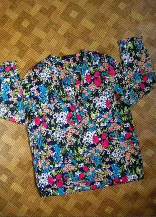 Батистовая блуза рубашка летняя в цветочный принт zara basic марокко 🌿 наш 42-44рр5 фото