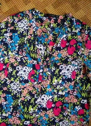 Батистовая блуза рубашка летняя в цветочный принт zara basic марокко 🌿 наш 42-44рр6 фото