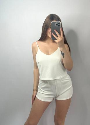 Комплект в рубчик. майка та шорти в рубчик. домашній костюм в рубчик.піжама в рубчик