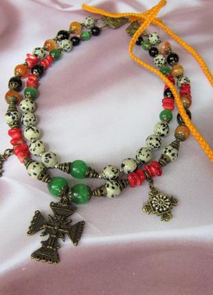 Ожерелье из яшмы, коралла с крестами" на маковия"