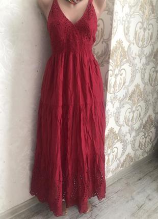 Прошва кружево вибитий вишитий сарафан плаття рішельє модне стильне в підлогу5 фото