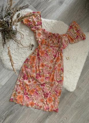 Primark платье с рукавами фонариками, цветочный принт, платье можно1 фото