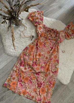 Primark платье с рукавами фонариками, цветочный принт, платье можно3 фото