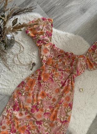 Primark платье с рукавами фонариками, цветочный принт, платье можно6 фото