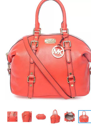 Сумка шкіряна michael kors 35h2gbfs2l satchel for women - pebbled leather, orange,оригінал5 фото