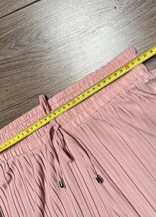 Рожеві жіночі плісировані штани літні пудрові штани плісіровані кюлоти легкі брюки літні5 фото