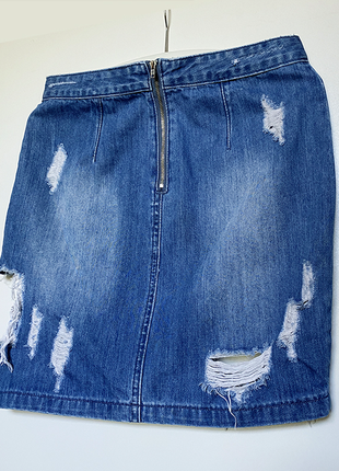 Eur 38 спідниця джинсова потертості рвана юбка мини короткая рваная4 фото