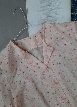Нежная женская блузка цветочный принт рубашка короткий рукав большой размер2 фото
