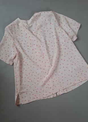 Нежная женская блузка цветочный принт рубашка короткий рукав большой размер4 фото