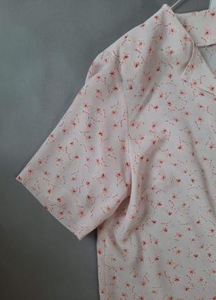 Нежная женская блузка цветочный принт рубашка короткий рукав большой размер3 фото