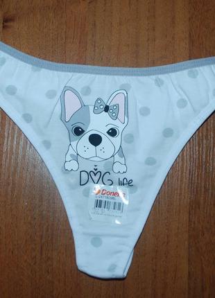 Женские трусики стринги л донелла donella бульдог горохи