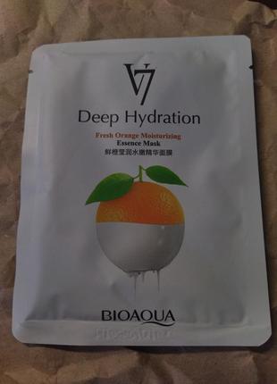 Тканевая витаминная маска для лица bioaqua v7 deep hydration апельсин