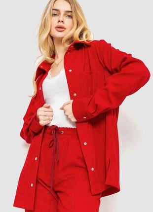 Сорочка жіноча вельветова колір червоний розмір l fa_001687