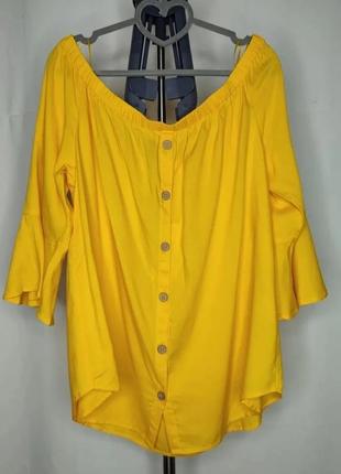 Блуза, топ жовтий, віскоза, відкриті плечі