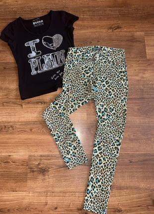 Леопардові штани 👖 + футболка pp в подарунок