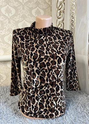 Женский лонгслив. леопардовый лонгслив.гольф леопардовый